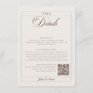Carte D'accompagnement Choco Brun Classique Ivory Calligraphie QR Détails