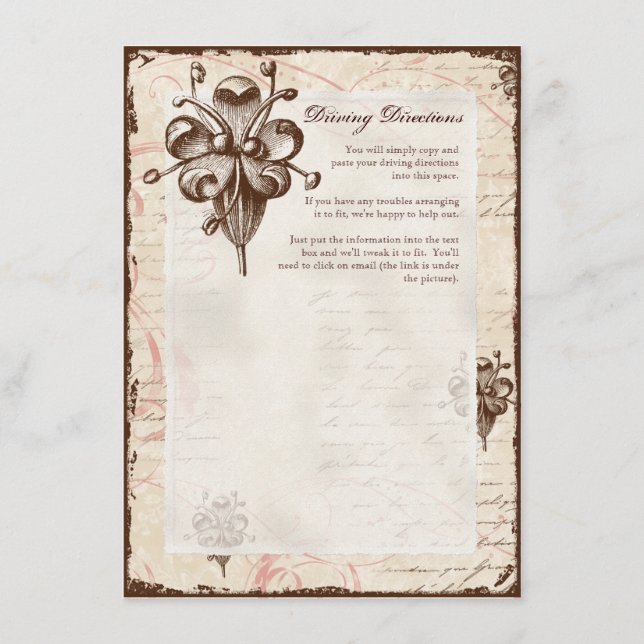 Carte D'accompagnement Chocolat Damask Swirl Dritions Hotel (Devant)