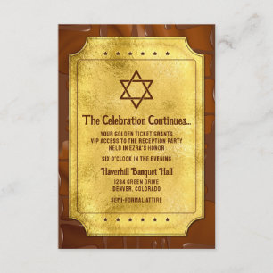 Carte D'accompagnement Chocolat Golden Ticket Bat Bar Mitzvah Réception
