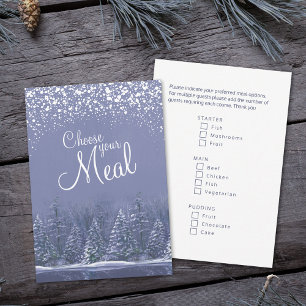 Carte D'accompagnement Choisissez votre repas Noël au bord du lac arbres