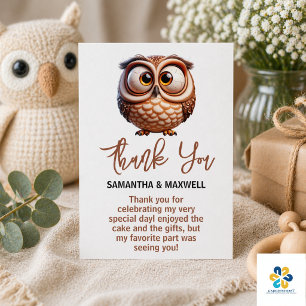 Carte D'accompagnement Chouette en caricature mignonne Baby Boy Douche