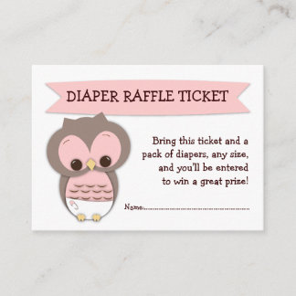 Carte D'accompagnement Chouette rose Baby shower Déchets Raffle Billet In