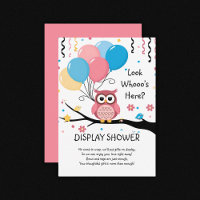 Chouette rose mignonne avec ballons et Baby shower
