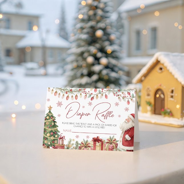 Carte D'accompagnement Christmas Baby Shower Diaper Raffle Card (Créateur téléchargé)