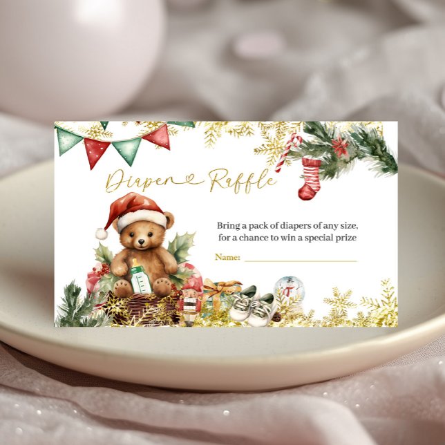 Carte D'accompagnement Christmas Bear Santa Boy Diaper Raffle (Créateur téléchargé)