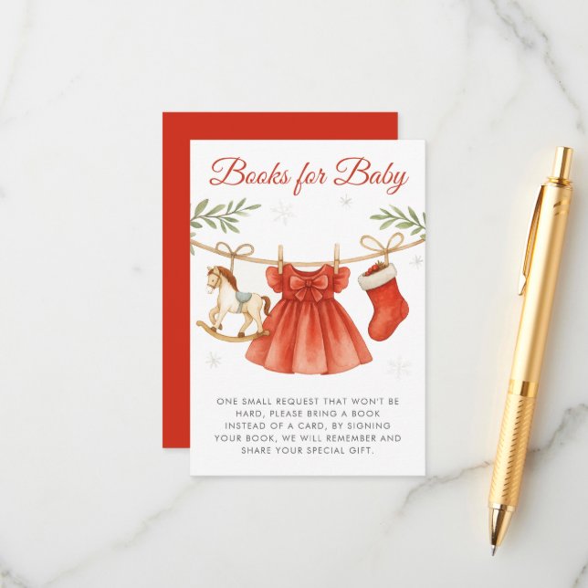 Carte D'accompagnement Christmas Clothesline Baby Shower Books for Baby (Devant/Arrière en situation)