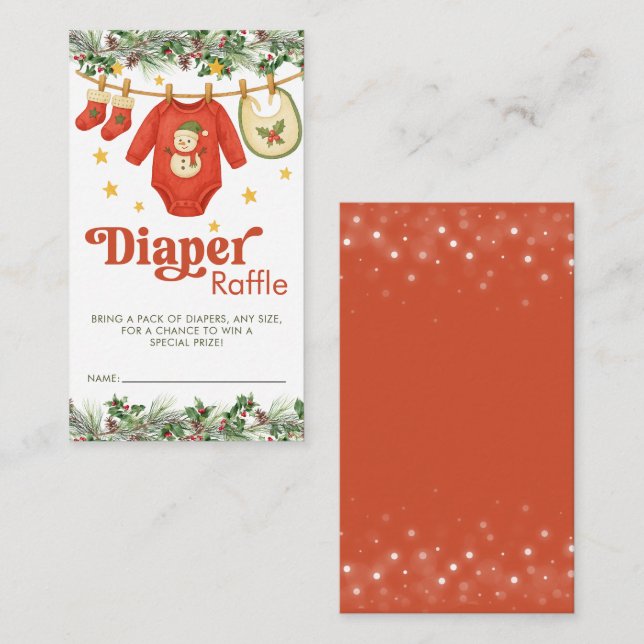 Carte D'accompagnement Christmas Holiday Baby Shower Diaper Raffle Ticket (Devant / Derrière)