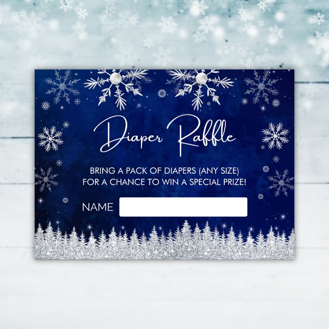 Carte D'accompagnement Christmas Santa Hat Baby shower Déchets Raffle (Blue Winter Snowflakes Baby Shower Diaper Raffle Enclosure Card)