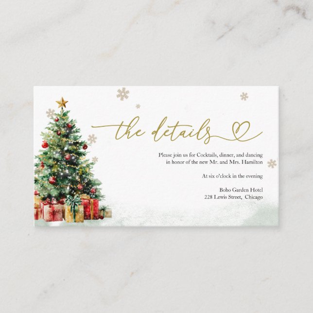 Carte D'accompagnement Christmas Wedding Details (Devant)