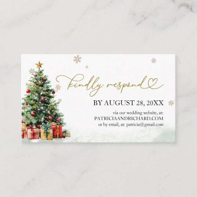 Carte D'accompagnement Christmas Wedding Online RSVP (Devant)