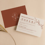 Carte D'accompagnement Chronologie minimale du Mariage orange brûlé en te<br><div class="desc">Carte de boîtier minimaliste en terre cuite brûlée Orange Mariage Timeline. Monogramme au fond.</div>