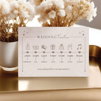 Carte D'accompagnement Chronologie minimaliste du Mariage céleste Boho mo