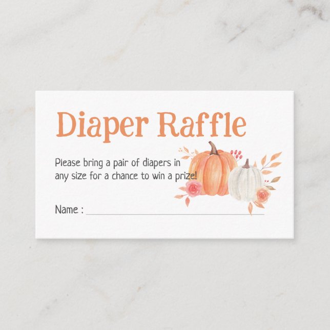 Carte D'accompagnement Chute Citrouille Baby shower Déchets Raffle (Devant)