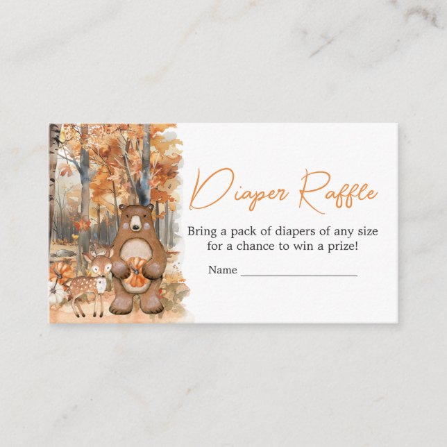 Carte D'accompagnement Chute Citrouille Bois Animaux Bébé Déchets Raffle (Devant)