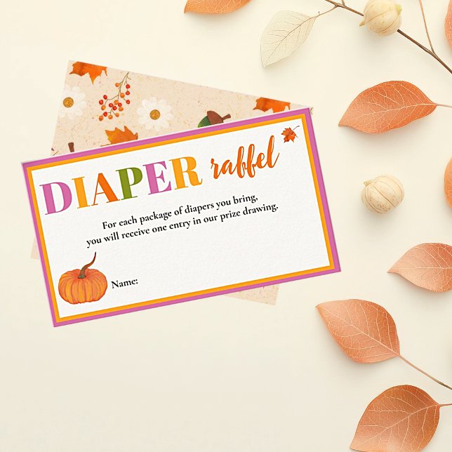 Carte D'accompagnement Chute Citrouille Cute Diaper Raffle (Fall Pumpkin Cute  Diaper Raffle Baby Shower.)