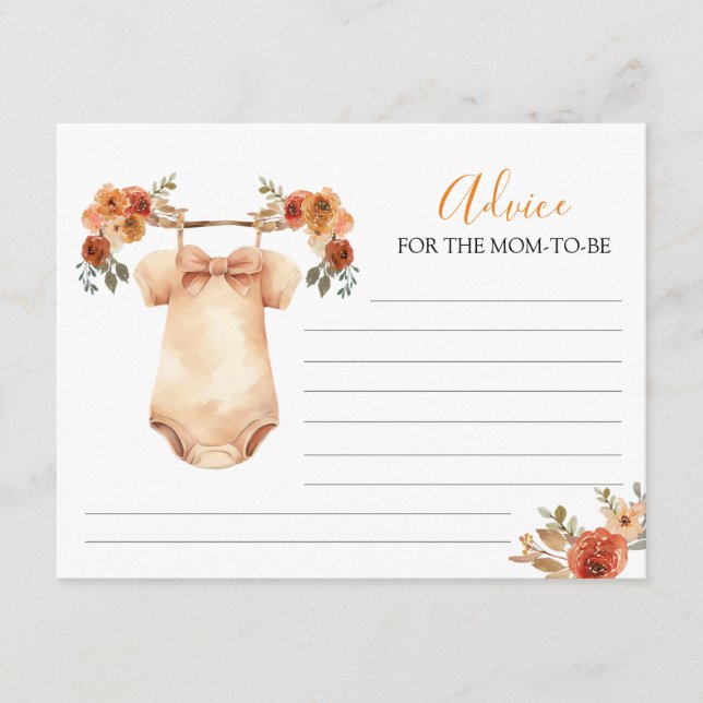 Carte D'accompagnement Chute Citrouille Floral Vêtements de bébé Conseils (Devant)