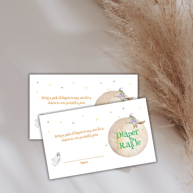 Carte D'accompagnement Chute Lune Sorcière Éffrayant Baby shower Raffle L (Fall Moon Witch Spooky Diaper Raffle Baby Shower Enclosure Card)