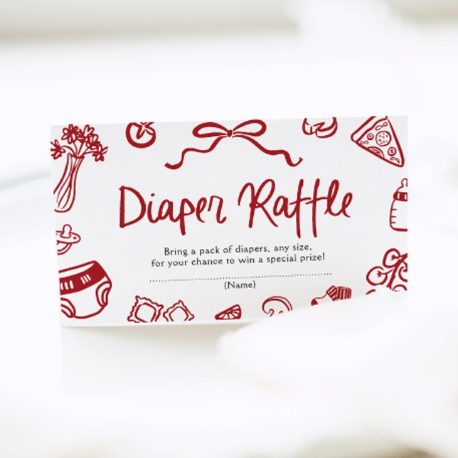 Carte D'accompagnement Ciao Baby Italien Baby shower de pizza Déchets Raf (Ciao Baby Italian Pizza Baby Shower Diaper Raffle Enclosure Card)