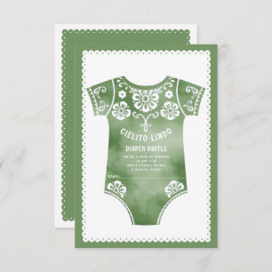 Carte D'accompagnement Cielito Lindo baby shower vert Déchets Raffle