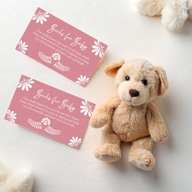 Carte D'accompagnement Cielito lindo rose pâle demande de réservation mex (Cielito lindo dusty pink Mexican fiesta book request Enclosure Cards papel picado books for baby)