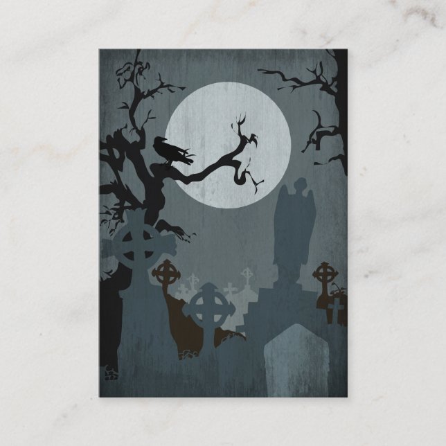 Carte D'accompagnement Cimetière et Pleine lune pour Halloween (Devant)