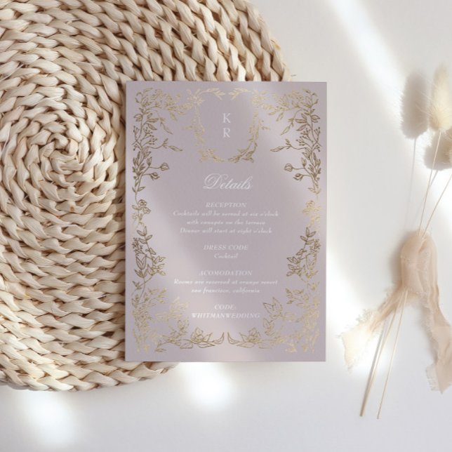 Carte D'accompagnement Cimier Élégant Classique Monogramme Réception de m (Créateur téléchargé)