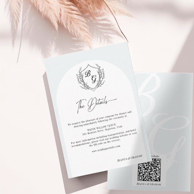 Carte D'accompagnement Cimier Mariage Monogramme noir & blanc détails (Créateur téléchargé)