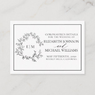 Carte D'accompagnement Cimier noir blanc Monogramme Coronavirus
