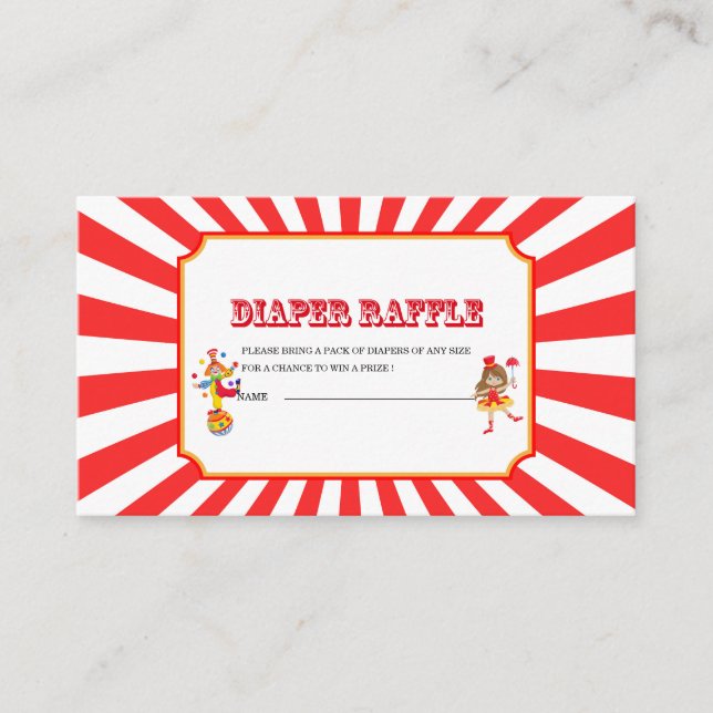 Carte D'accompagnement Circus Carnival Aquarelle baby shower couche raff (Devant)