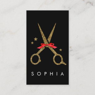 Carte D'accompagnement Ciseaux de parties scintillant d'or - Hair stylist