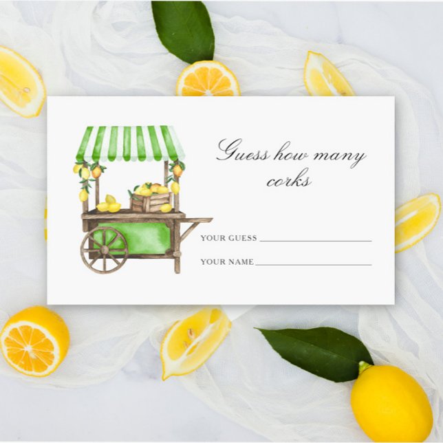 Carte D'accompagnement Citron - devine combien de bouchons jeu de mariage (Créateur téléchargé)