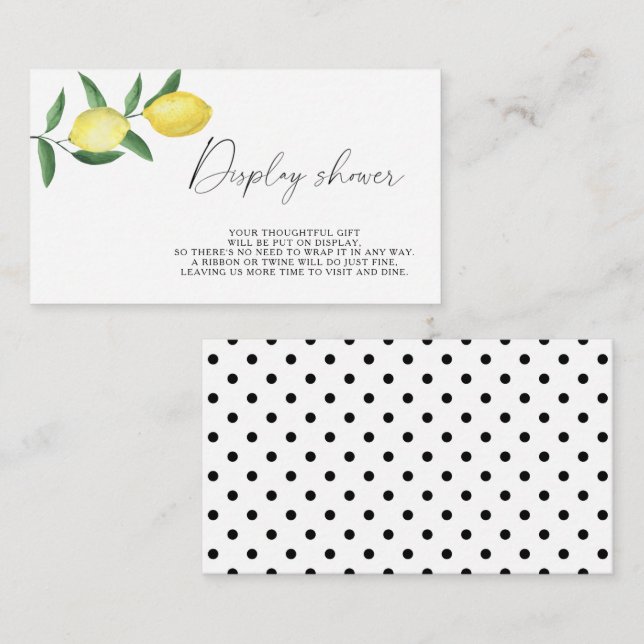 Carte D'accompagnement Citron - Présentation de la douche  (Devant / Derrière)