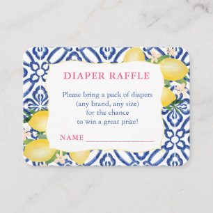 Carte D'accompagnement Citrons Amalfi Motif Bleu Blanc Tirage au Sort Cou