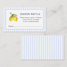 Citrons Bleu rayures Baby shower Déchets Raffle