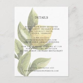 Carte D'accompagnement Citrons et feuilles | Détails du MARIAGE gris chic