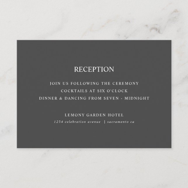 Carte D'accompagnement Citrons et feuilles | RÉCEPTION DE MARIAGE gris fo (Devant)