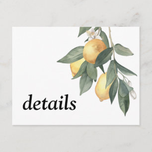 Carte D'accompagnement citrons jaune et feuilles verts