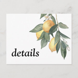 Carte D'accompagnement citrons jaune et feuilles verts