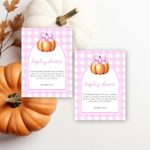 Carte D'accompagnement Citrouille arc rose baby shower écran douche