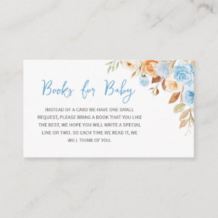 Carte D'accompagnement Citrouille Automne Bleu Baby shower Livres pour bé