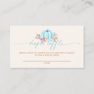 Carte D'accompagnement Citrouille Baby shower Blue Boy Diaper Raffle