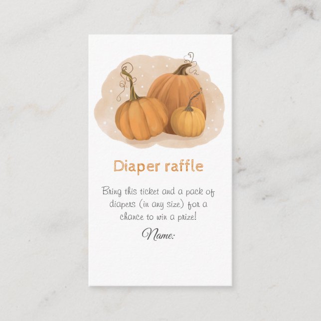 Carte D'accompagnement Citrouille Baby shower Déchets Raffle (Devant)