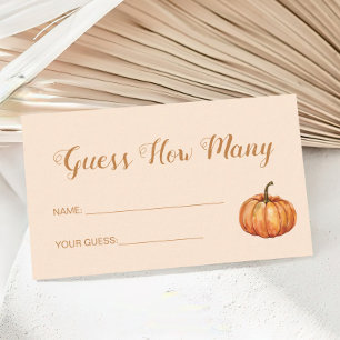 Carte D'accompagnement Citrouille Baby shower Devine Combien De Jeu