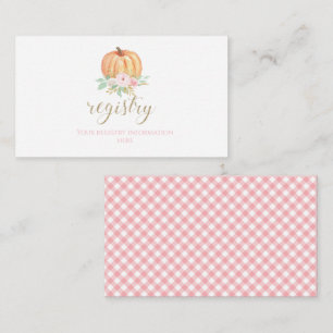 Carte D'accompagnement Citrouille Baby shower Floral Plaid registre cadea
