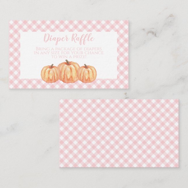 Carte D'accompagnement Citrouille Baby shower Pink Plaid Déchets (Devant / Derrière)