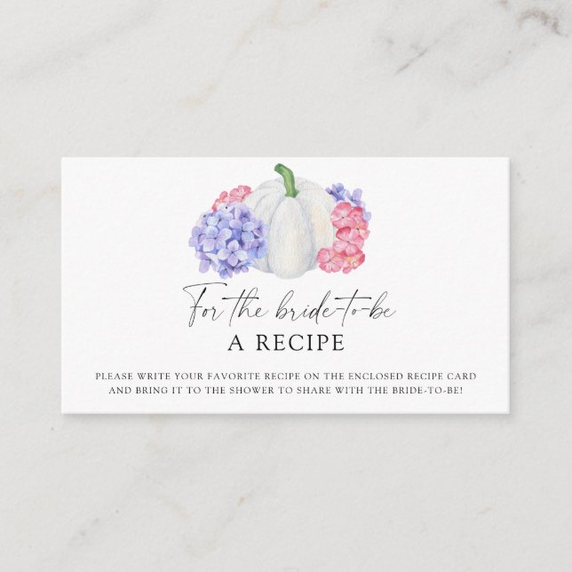 Carte D'accompagnement Citrouille blanche - Recette pour la future mariée (Devant)
