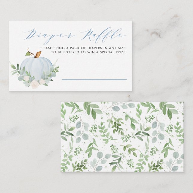 Carte D'accompagnement Citrouille bleu Baby shower de chute de couches Je (Devant / Derrière)