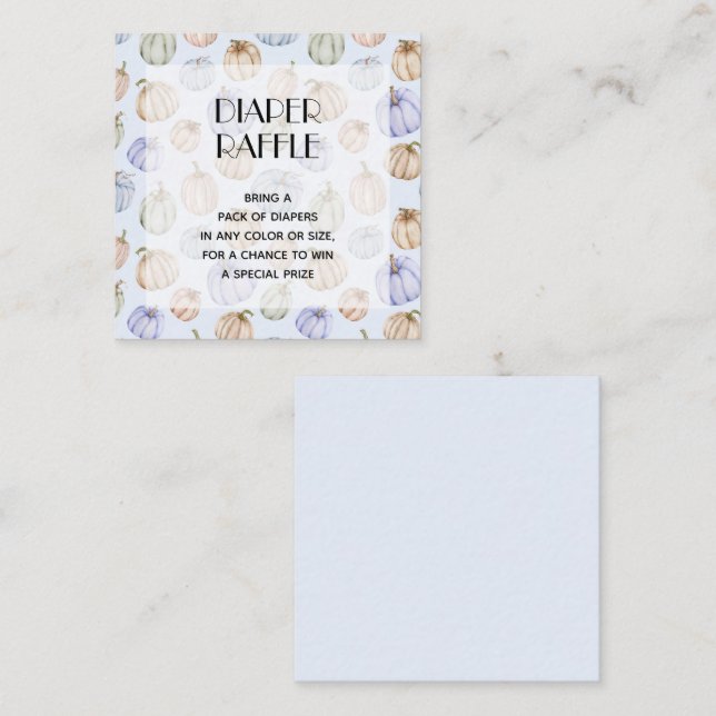 Carte D'accompagnement Citrouille bleu Baby shower de couche  (Devant / Derrière)