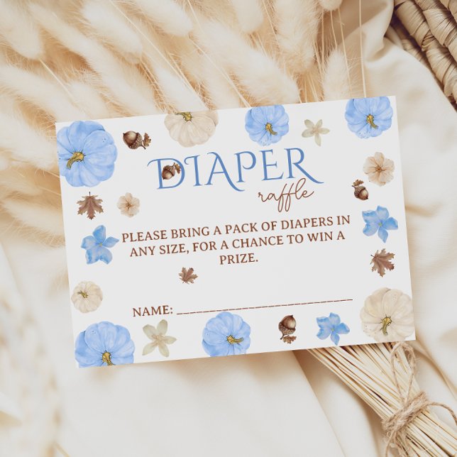 Carte D'accompagnement Citrouille bleu Baby shower  Déchets Raffle (Créateur téléchargé)