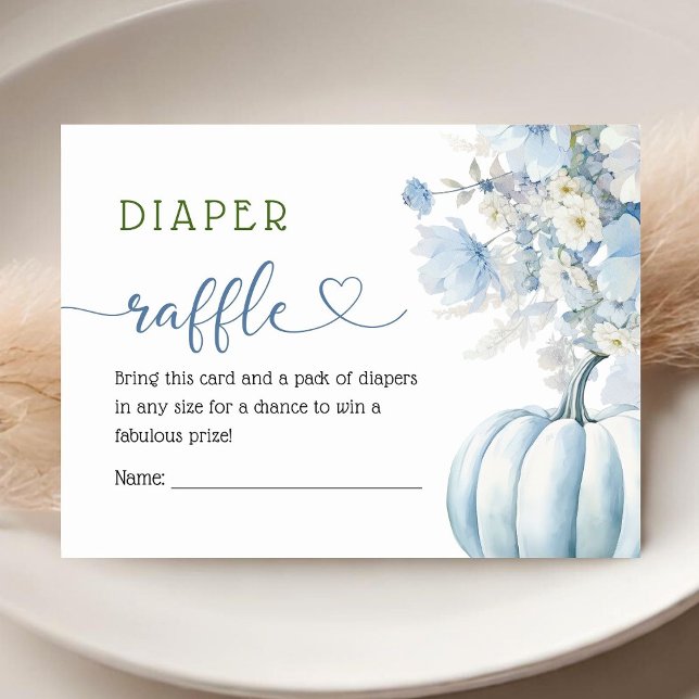 Carte D'accompagnement Citrouille bleu Baby shower garçon chaudière Raffl (Créateur téléchargé)